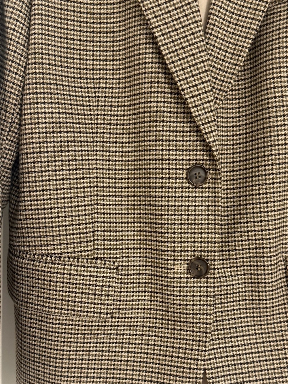 Womens Houndstooth Blazer Jacket - Tan/Black - Picture 3 of 13